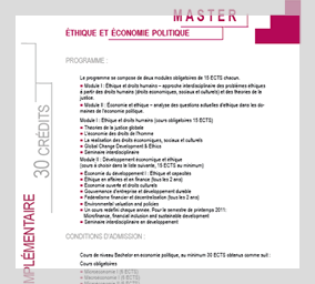 branche complémentaire Master Ethique économie politique