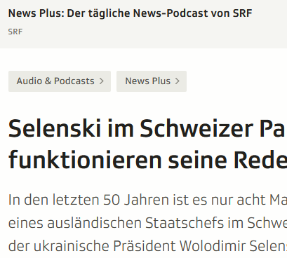Selenski im Schweizer Parlament: So funktionieren seine Reden
